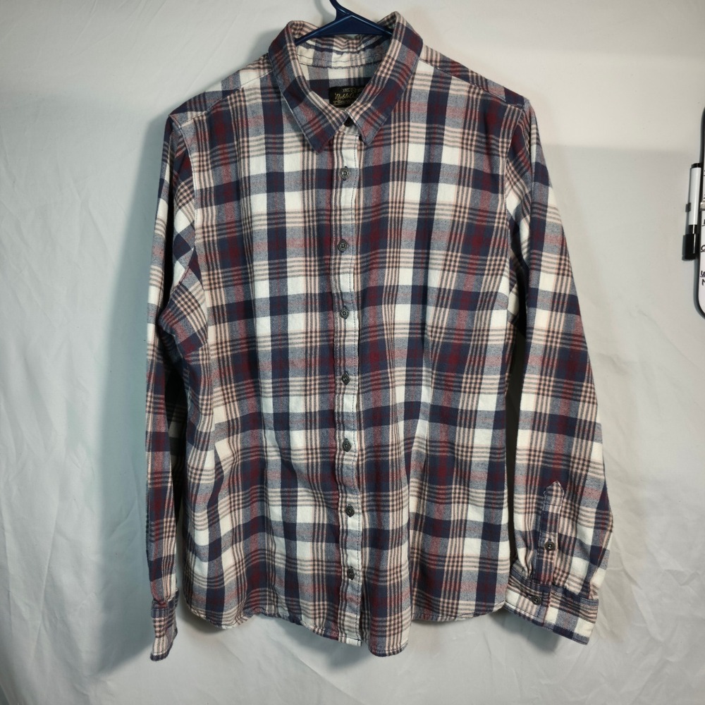 Noble Outfitters Plaid Button Down Women XXL Navy Red Excellent Cotton Flannel